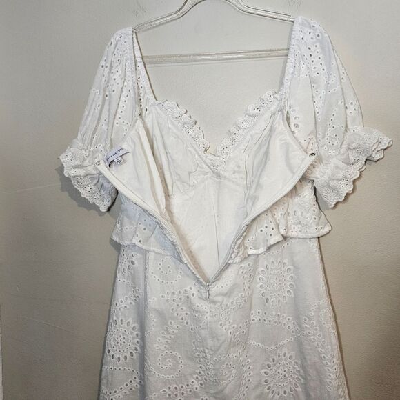 Lost + Wander White Eyelet Petals of the Sky Mini Dress Cotton Bridal Si… - Picture 8 of 12